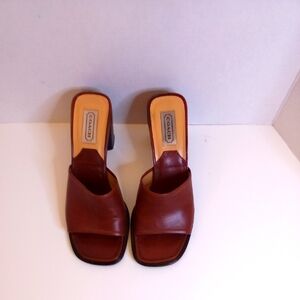 Coach Clogs 7.5 Brown Leather Excellent Condition